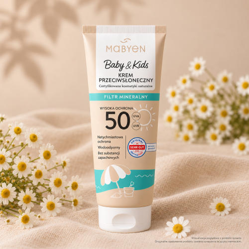 Mabyen krem przeciwsłoneczny SPF 50 – mineralna ochrona przeciwsłoneczna dla dzieci