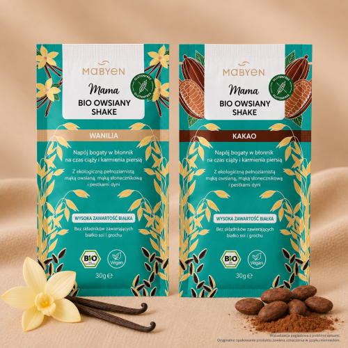 Mabyen Owsiany Koktajl – koktajl owsiany dla mam, wanilia i kakao