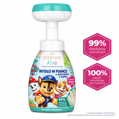 PSI PATROL delikatne mydełko w płynie dla niemowląt – Malina 180 mlNaturalne mydło w piance Paw Patrol.png
